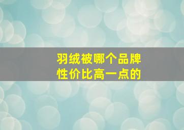 羽绒被哪个品牌性价比高一点的