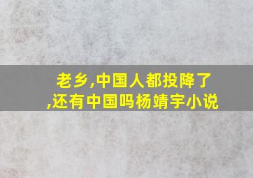 老乡,中国人都投降了,还有中国吗杨靖宇小说