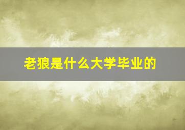 老狼是什么大学毕业的