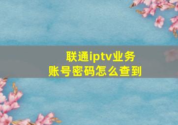 联通iptv业务账号密码怎么查到