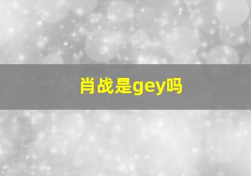 肖战是gey吗