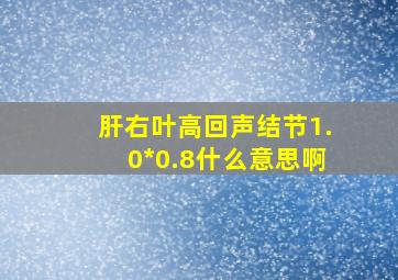 肝右叶高回声结节1.0*0.8什么意思啊