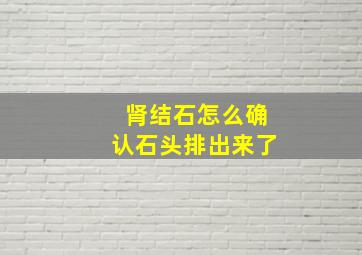 肾结石怎么确认石头排出来了