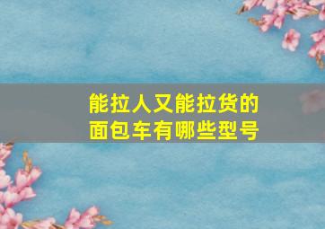 能拉人又能拉货的面包车有哪些型号