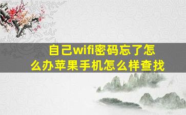 自己wifi密码忘了怎么办苹果手机怎么样查找