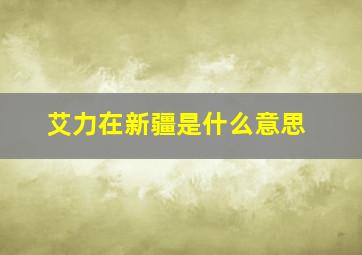 艾力在新疆是什么意思