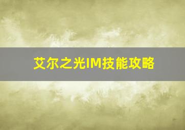 艾尔之光IM技能攻略