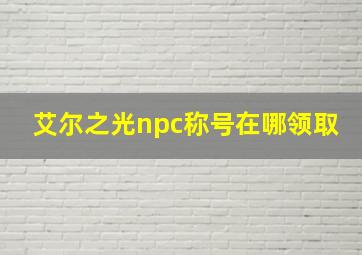 艾尔之光npc称号在哪领取