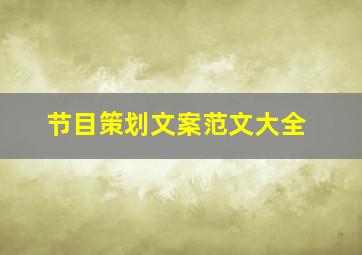 节目策划文案范文大全