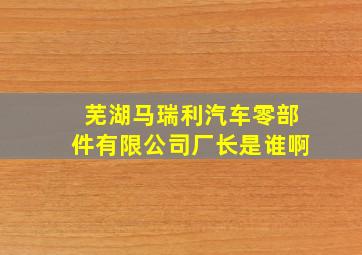 芜湖马瑞利汽车零部件有限公司厂长是谁啊