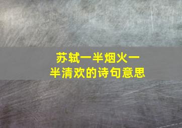 苏轼一半烟火一半清欢的诗句意思