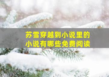 苏雪穿越到小说里的小说有哪些免费阅读