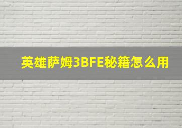 英雄萨姆3BFE秘籍怎么用