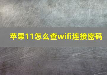 苹果11怎么查wifi连接密码