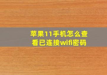 苹果11手机怎么查看已连接wifi密码