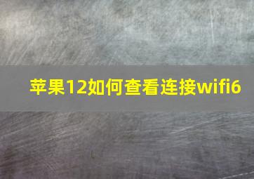 苹果12如何查看连接wifi6