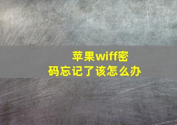 苹果wiff密码忘记了该怎么办