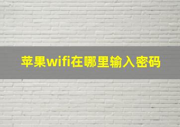 苹果wifi在哪里输入密码