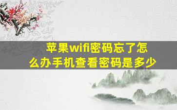 苹果wifi密码忘了怎么办手机查看密码是多少