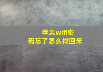 苹果wifi密码忘了怎么找回来