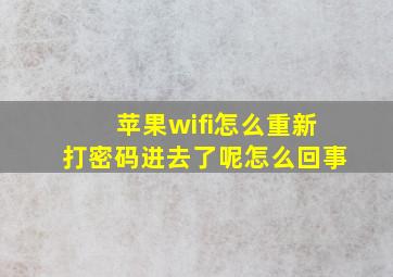 苹果wifi怎么重新打密码进去了呢怎么回事