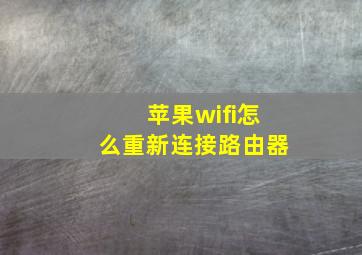 苹果wifi怎么重新连接路由器