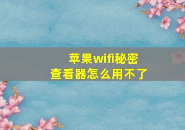 苹果wifi秘密查看器怎么用不了