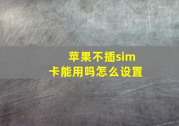 苹果不插sim卡能用吗怎么设置