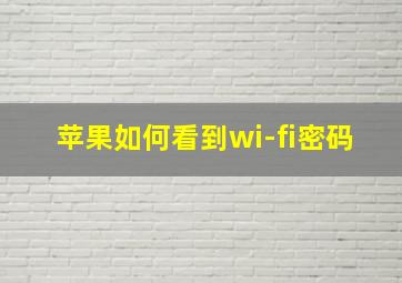 苹果如何看到wi-fi密码