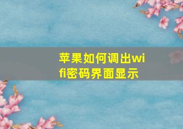 苹果如何调出wifi密码界面显示