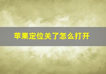 苹果定位关了怎么打开