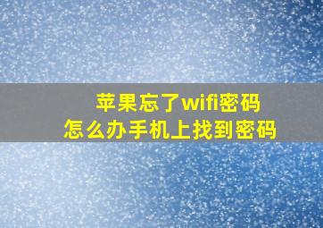 苹果忘了wifi密码怎么办手机上找到密码