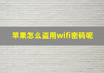 苹果怎么盗用wifi密码呢