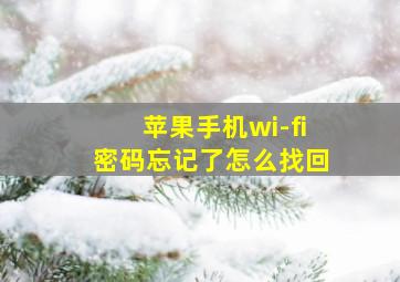 苹果手机wi-fi密码忘记了怎么找回