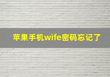 苹果手机wife密码忘记了