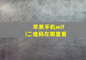 苹果手机wifi二维码在哪里看