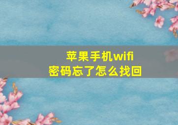 苹果手机wifi密码忘了怎么找回