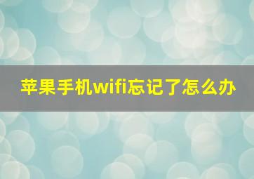 苹果手机wifi忘记了怎么办