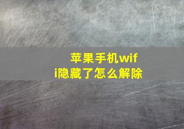 苹果手机wifi隐藏了怎么解除