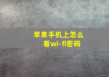 苹果手机上怎么看wi-fi密码