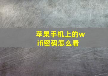 苹果手机上的wifi密码怎么看