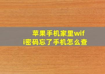 苹果手机家里wifi密码忘了手机怎么查