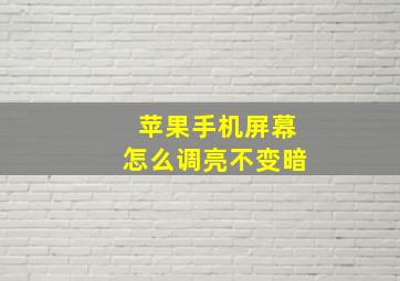 苹果手机屏幕怎么调亮不变暗