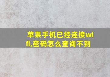 苹果手机已经连接wifi,密码怎么查询不到