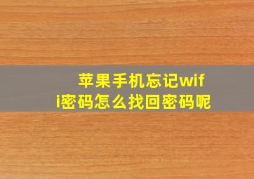 苹果手机忘记wifi密码怎么找回密码呢