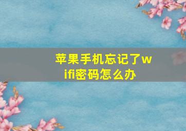 苹果手机忘记了wifi密码怎么办