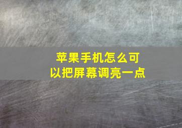 苹果手机怎么可以把屏幕调亮一点