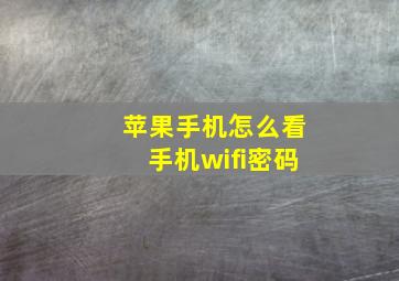 苹果手机怎么看手机wifi密码