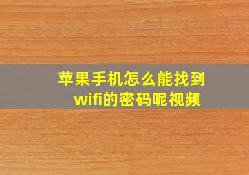 苹果手机怎么能找到wifi的密码呢视频