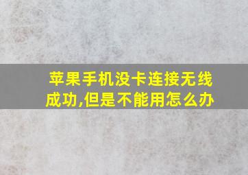 苹果手机没卡连接无线成功,但是不能用怎么办